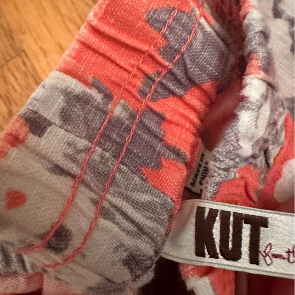Kut from the Kloth Coral Floral Linen Shorts Elastic Waist Size 4 (n) - Picture 4 of 13